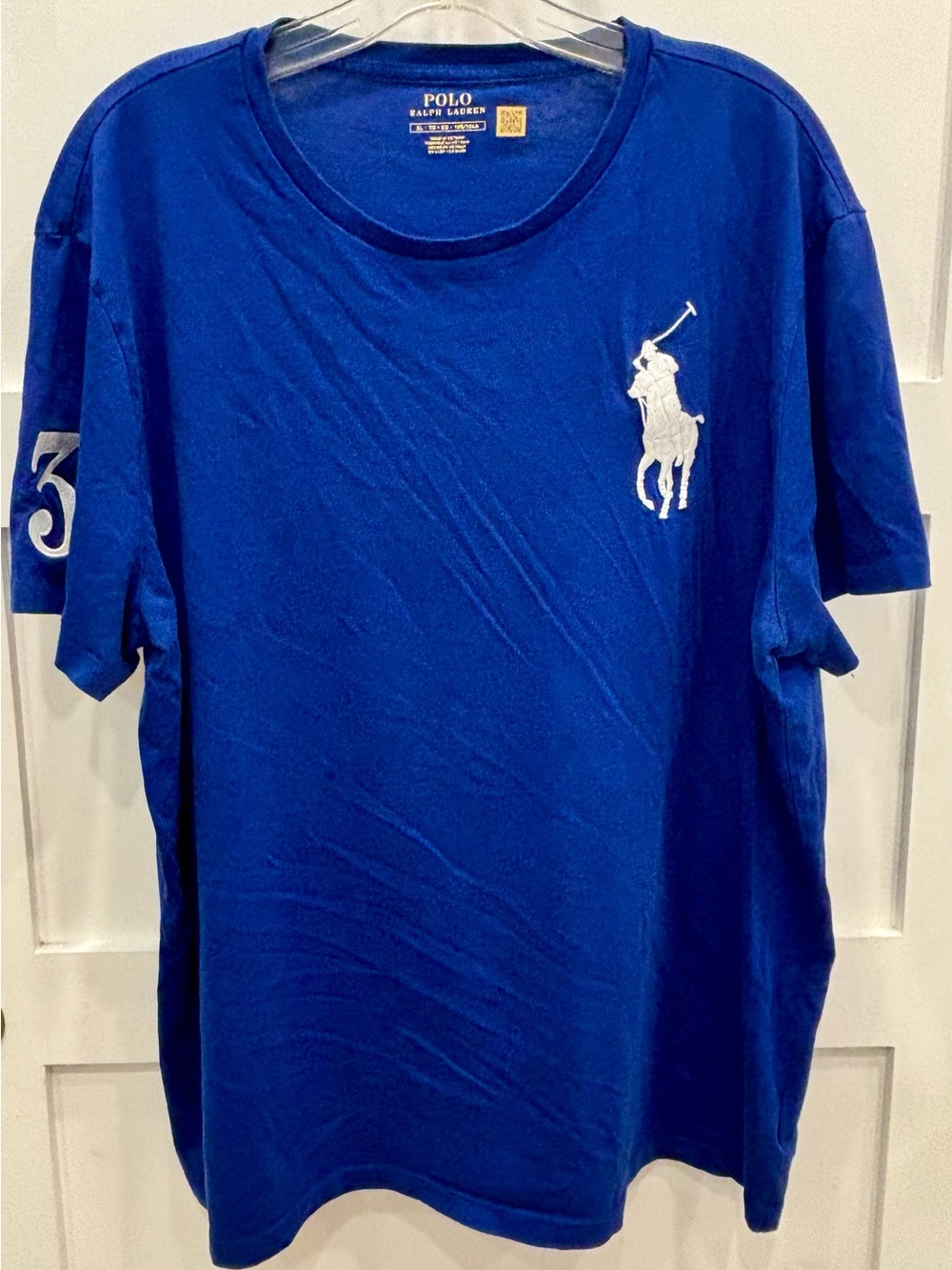 Polo by Ralph Lauren Royal Blue Crewneck Tee with Large White Pony and 3